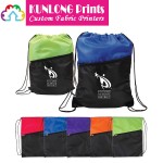 Two-Tone Poly Drawstring Backpack with Zipper (KLPDB-007)