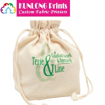 Personalized Cotton Canvas Draw String Gift Bags (KLCCDB-005)