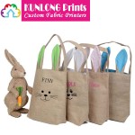 Easter Rabbit Gunny Cloth Tote Bags (KLGSBG-010)