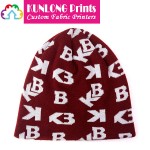 Custom Knitted Beanie Caps with All-over Jacquard Logo (KLKBH-002)